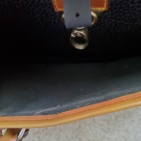 Dooney & Bourke Black Satchel with Tan Trim / All Weather Leather - Picture 7 of 16